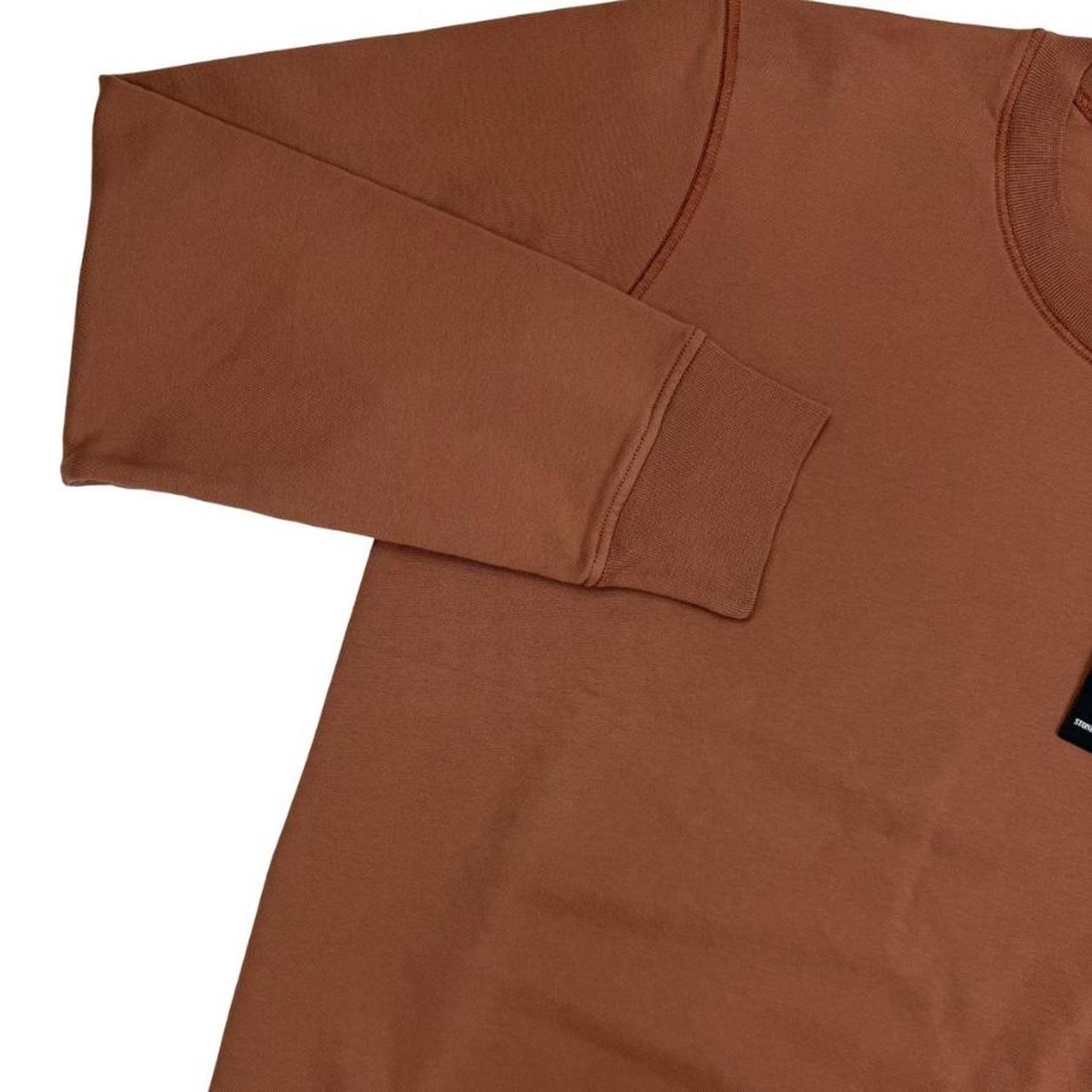Stone Island orange sweatshirt brushed cotton with logo patch on sleeve.