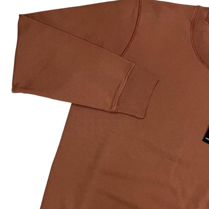 Stone Island orange sweatshirt brushed cotton with logo patch on sleeve.
