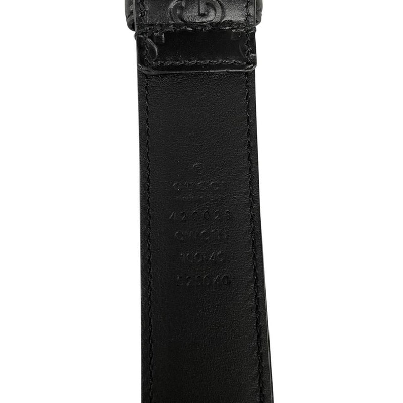 Gucci Black Guccisima GG Monogram Leather Belt with Silver Buckle