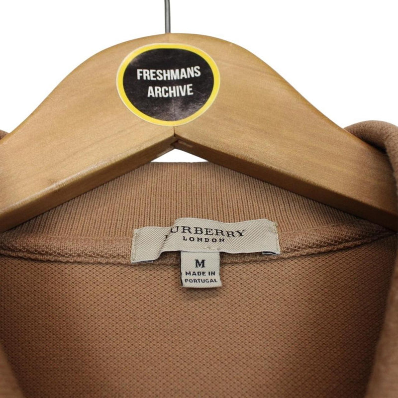 Burberry London Tan Brown Nova Check Short Sleeve Cotton Polo Shirt