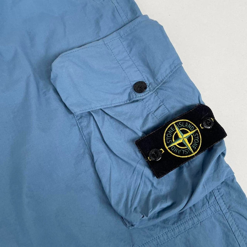 Stone Island SS 2022 Blue Low Crotch Baggy Fit Cargo Trousers
