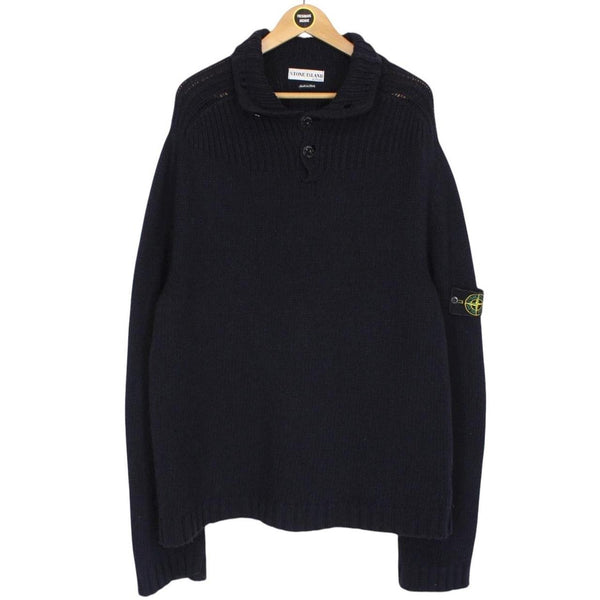 Vintage Stone Island AW 2002 Navy Blue Wool Knit Jumper