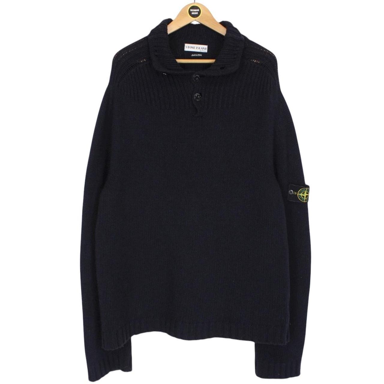 Vintage Stone Island AW 2002 Navy Blue Wool Knit Jumper