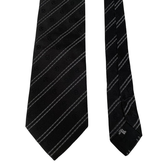 Giorgio Armani Black Striped Silk Tie