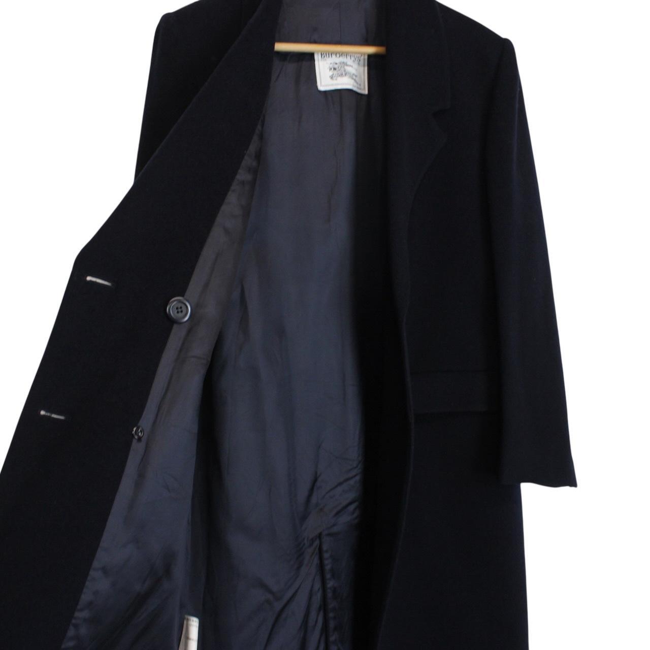 Vintage 80s Burberry Navy Blue Virgin Wool Coat