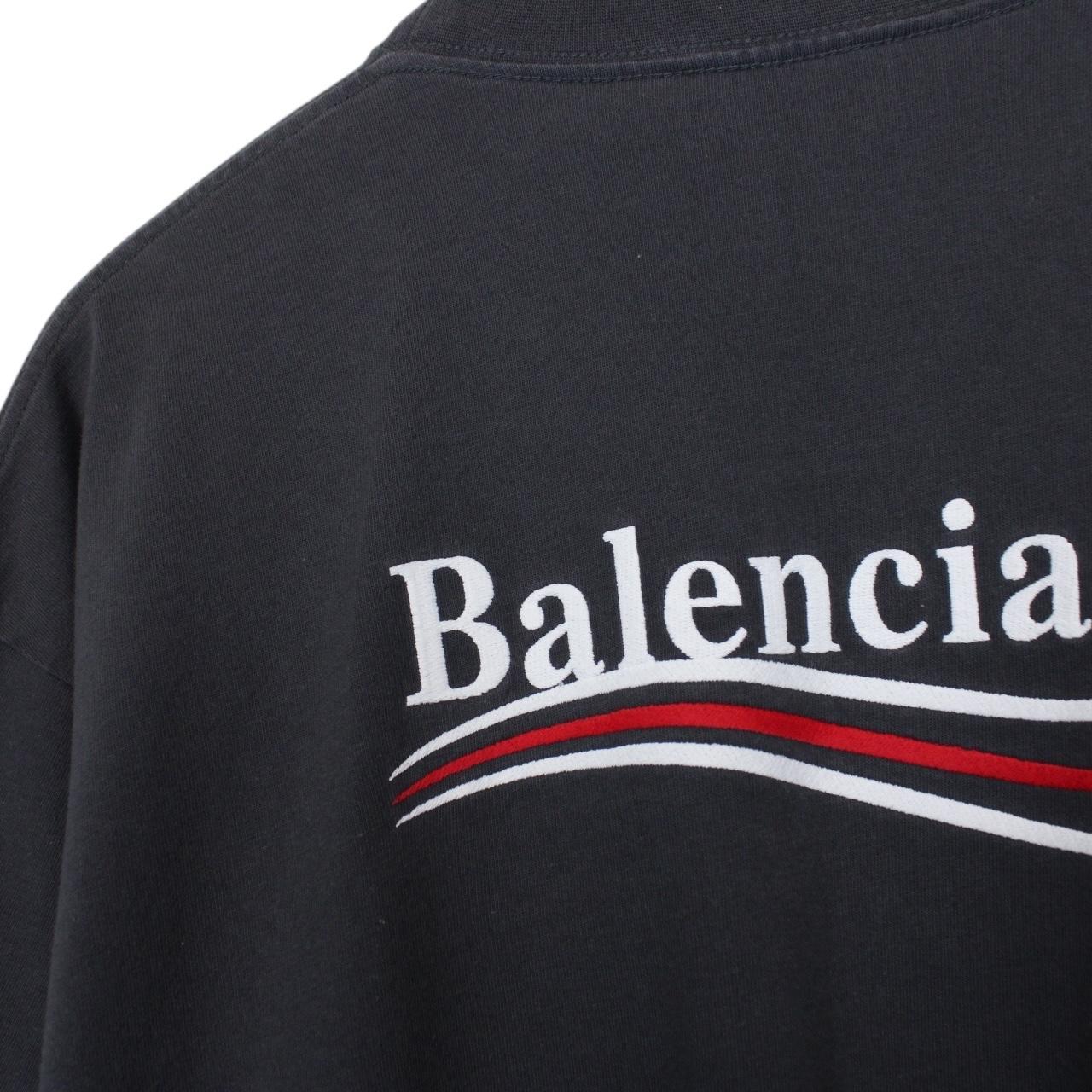 Balenciaga Dark Grey Political Campaign Logo Short Sleeve Cotton T-Shirt