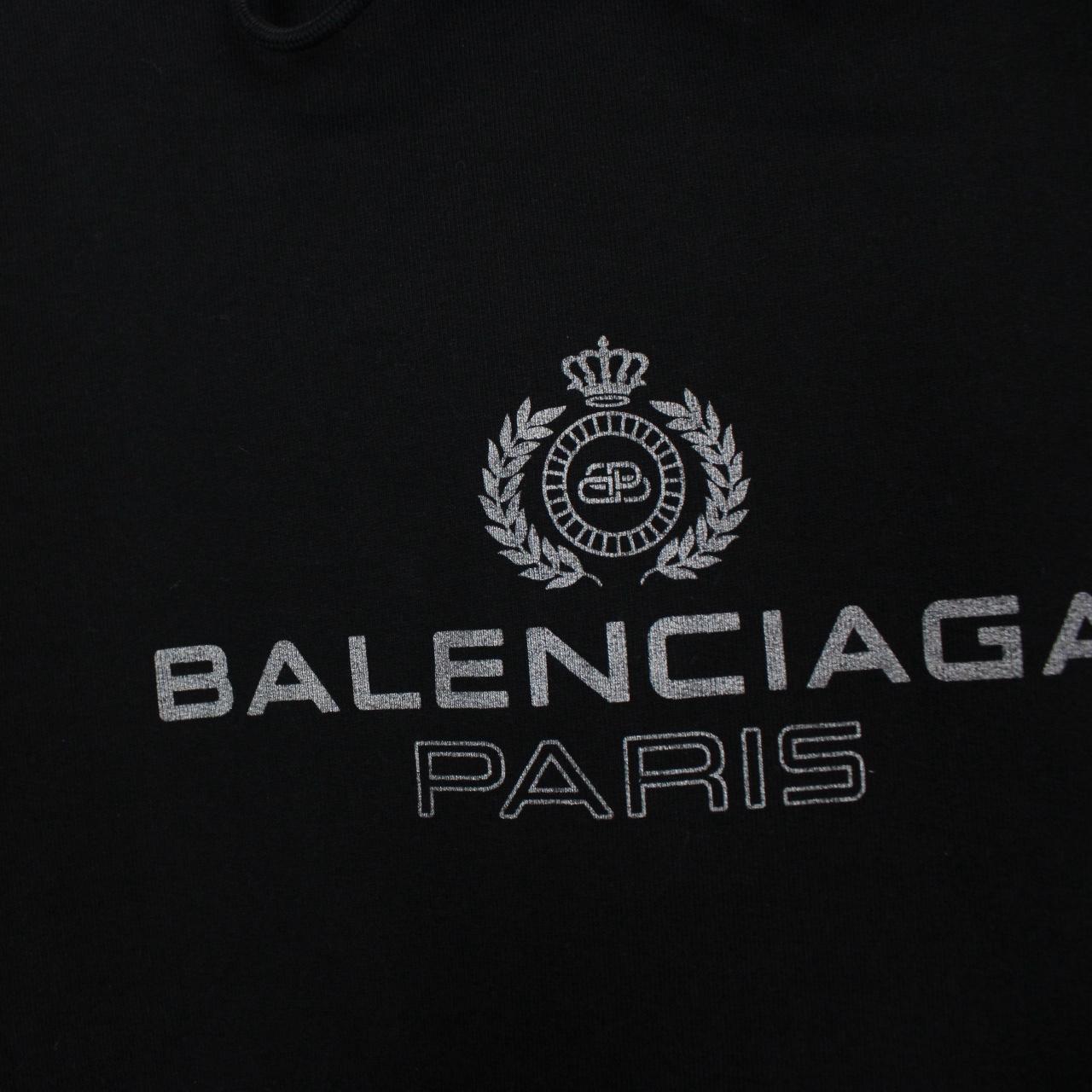 Balenciaga Black Logo Print Cotton Hoodie Jumper