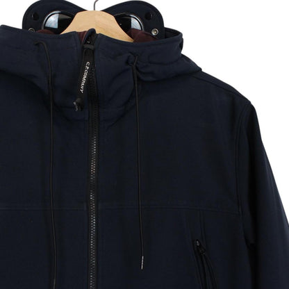 CP Company Navy Blue Full Zip Hooded Soft Shell Goggle Jacket