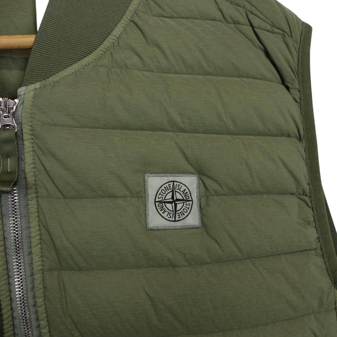 Stone Island SS 2021 Loom Woven Chambers Stretch Nylon TC Green Down Gilet