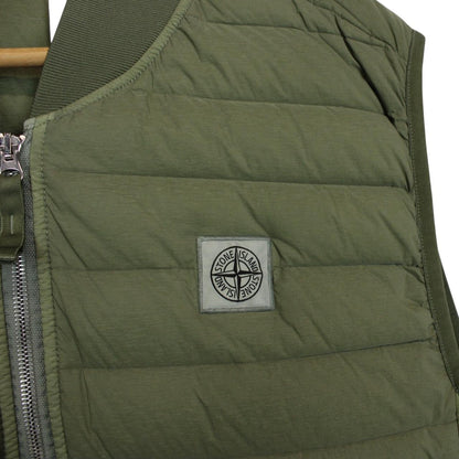 Stone Island SS 2021 Loom Woven Chambers Stretch Nylon TC Green Down Gilet