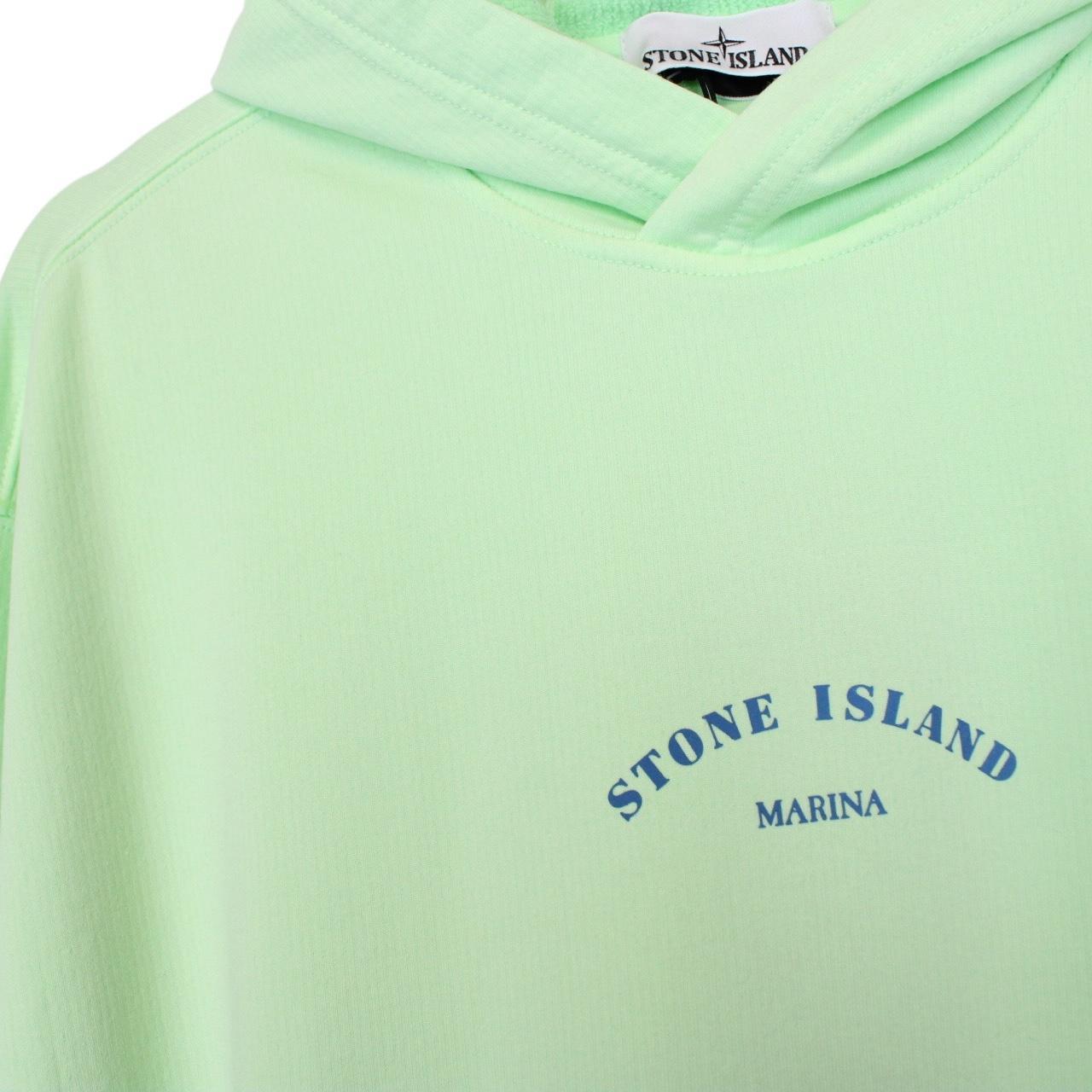 Stone Island Marina SS 2023 Light Green Plated Dyed Cotton Hoodie Jumper