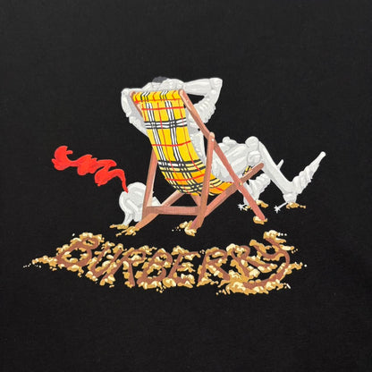 Burberry black cotton pocket t-shirt with Beach Knight print and logo detail.