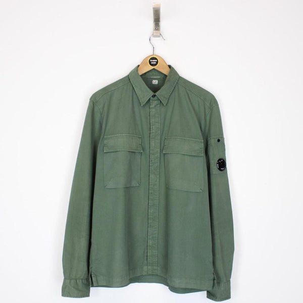 CP Company Green Button Up Cotton Lens Overshirt