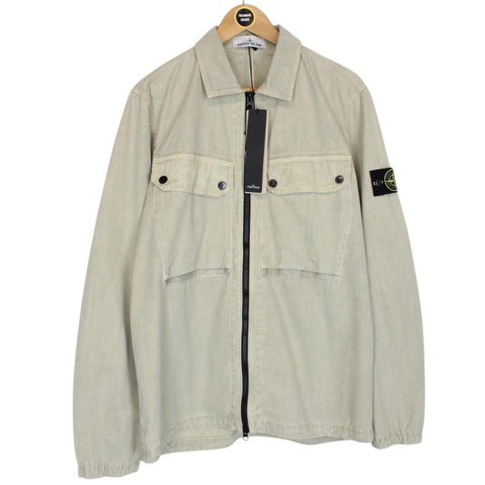 Stone Island AW 2023 Beige Organic Cotton Full Zip Overshirt Jacket