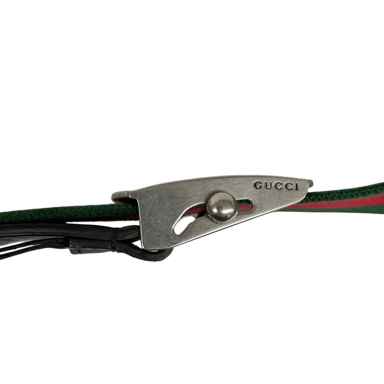 Gucci Red and Green Fabric Belt with GG Buckle