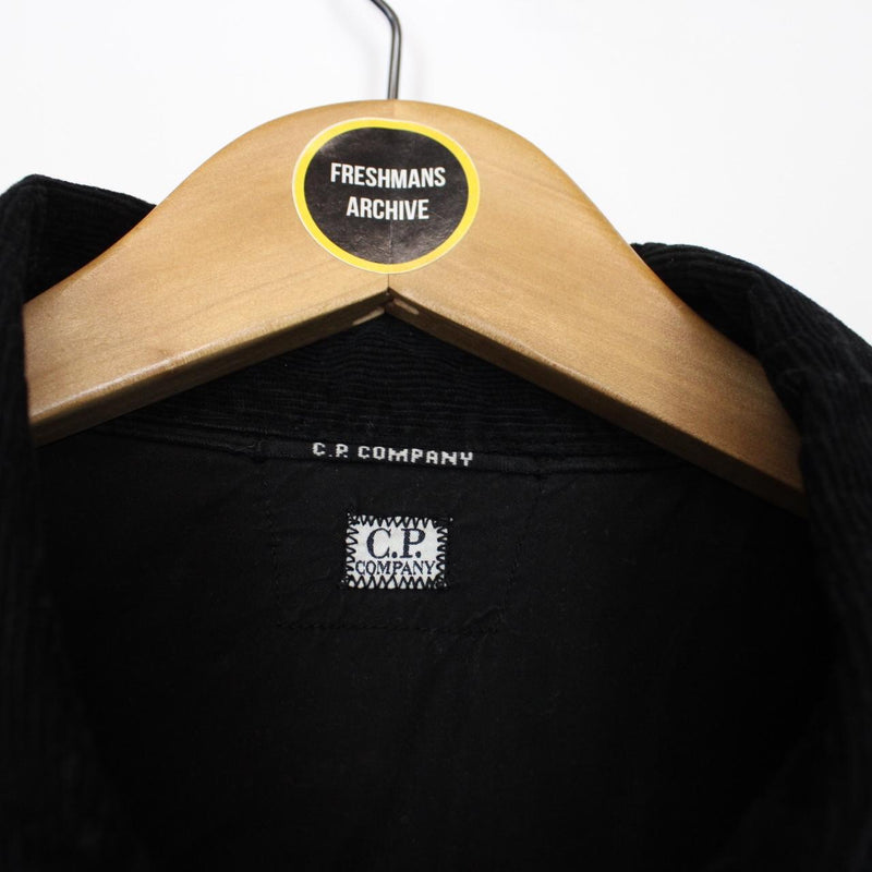 CP Company Black Corduroy 1/4 Zip Lens Overshirt Jacket