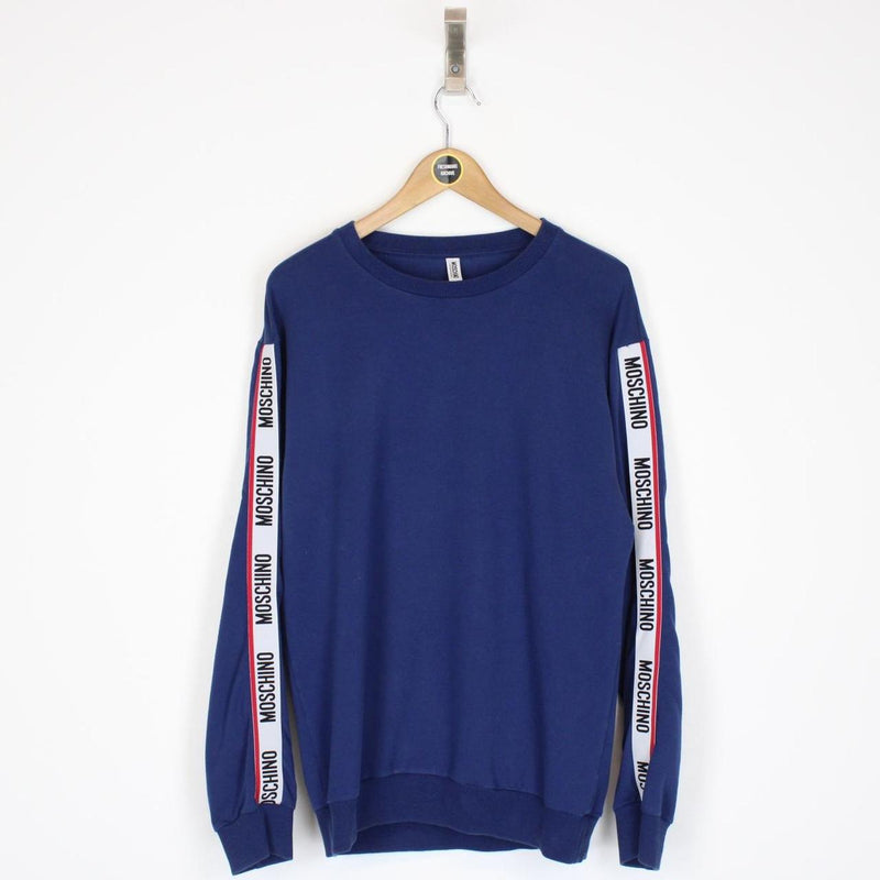 Love Moschino Navy Blue and Red Virgin Wool Knit Sweatshirt Jumper