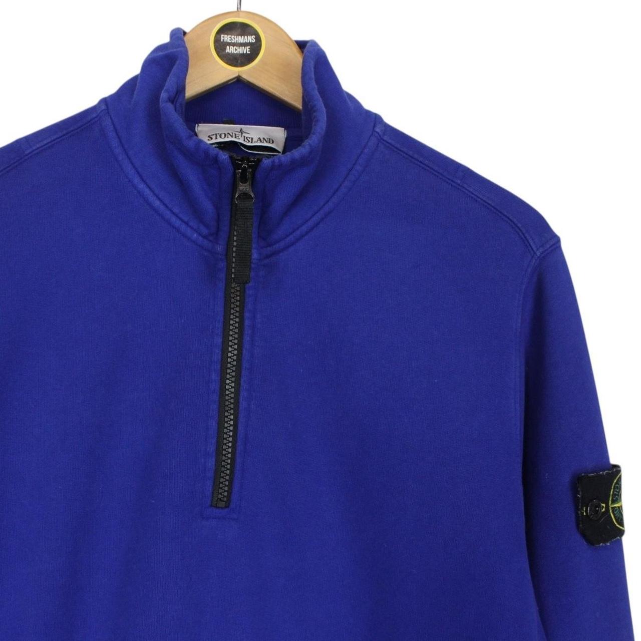 Stone Island AW 2023 Blue 1/4 Zip Cotton Sweatshirt Jumper