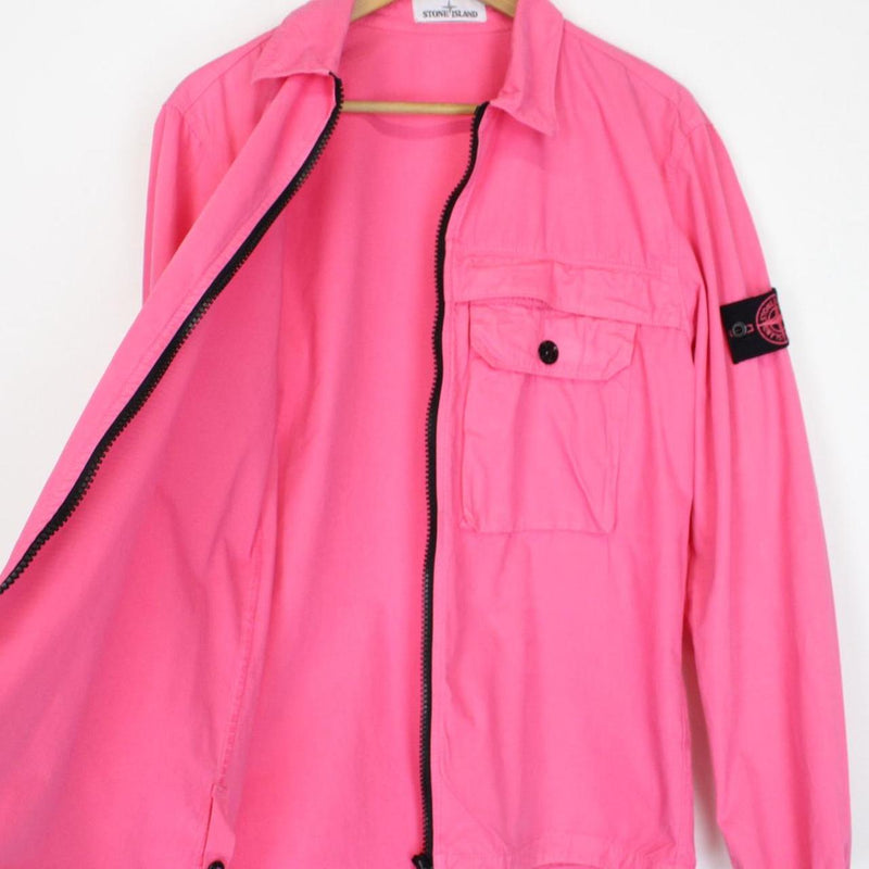 Stone Island AW 2020 Pink Full Zip Cotton Overshirt Jacket