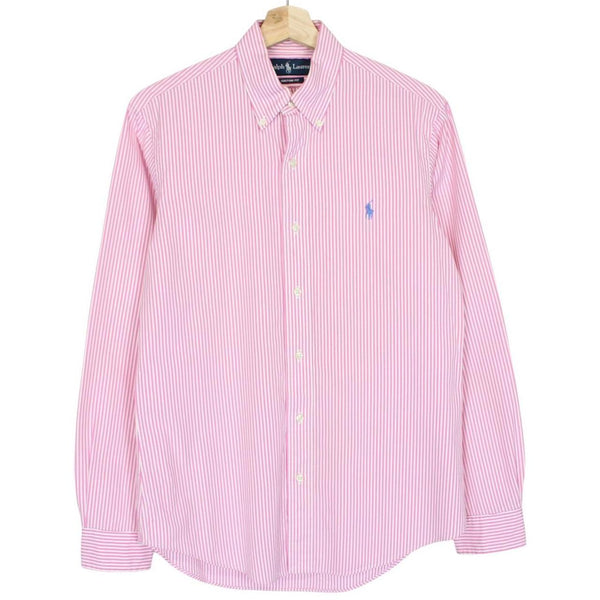 Polo Ralph Lauren Pink and White Striped Long Sleeve Cotton Shirt