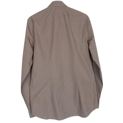Prada brown long sleeve shirt with popeline stretch fabric and logo detail.