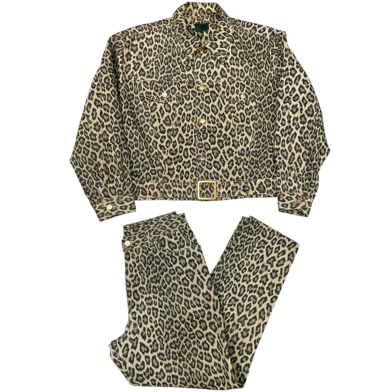 Vintage 1989 Jean Paul Gaultier Junior Gaultier Leopard Print Denim 2 Piece Jacket and