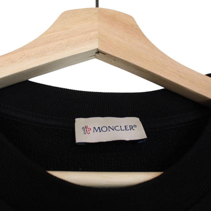 Moncler Maglia Black Embroidered Logo Cotton Sweatshirt Jumper