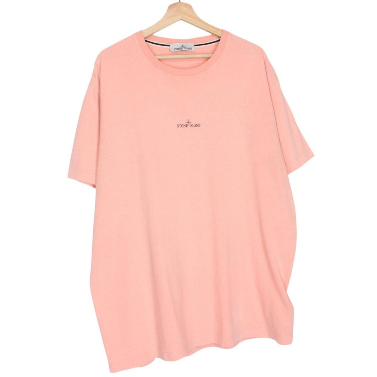 Stone Island pink short sleeve t-shirt with logo print and cotton material.