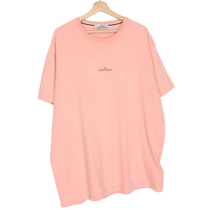 Stone Island pink short sleeve t-shirt with logo print and cotton material.