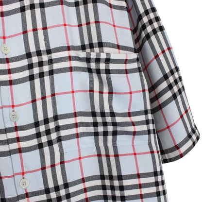 Burberry Light Blue Nova Check Short Sleeve Raymouth Cotton Shirt