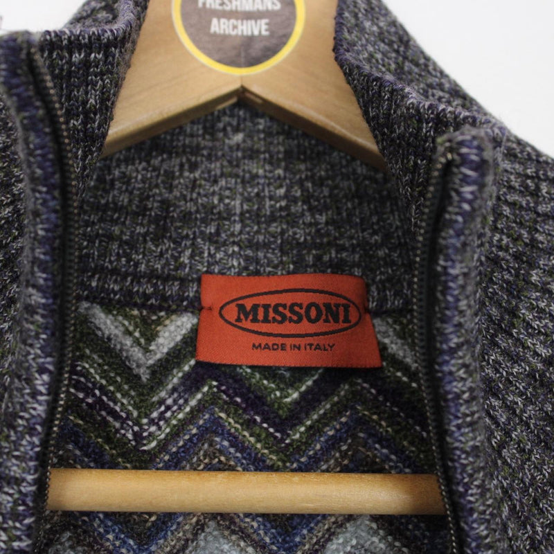 Missoni Multicoloured Striped Wool Knit Full Zip Jumper