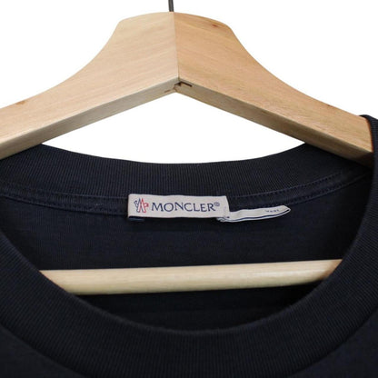 Moncler Navy Blue Boxing Logo Print Short Sleeve T-Shirt