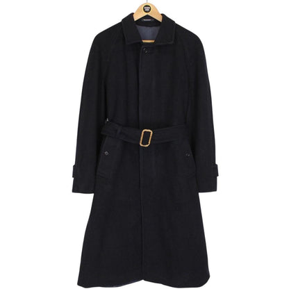 Vintage 90s Burberry Navy Blue Wool Belted Coat