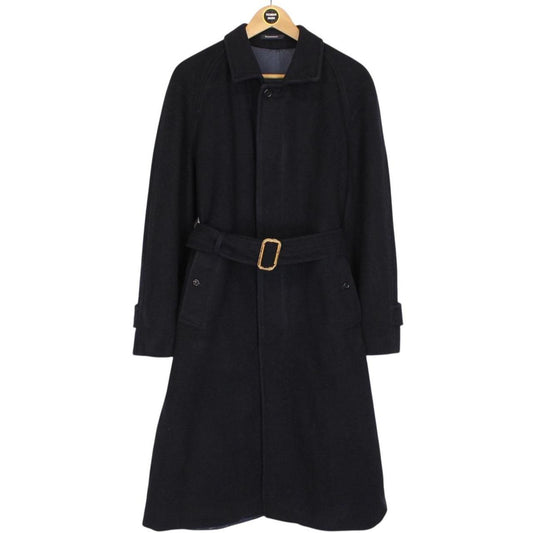 Vintage 90s Burberry Navy Blue Wool Belted Coat