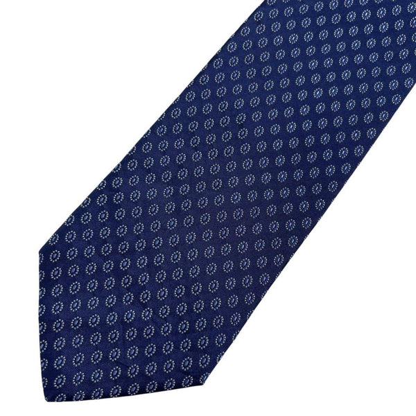 Hugo Boss blue silk tie with smooth texture and subtle sheen.