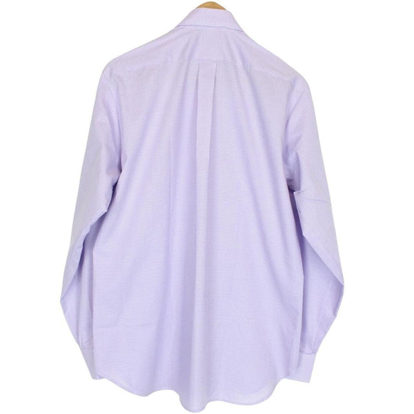 Vintage 90s Burberry Purple and White Gingham Check Long Sleeve Cotton Shirt