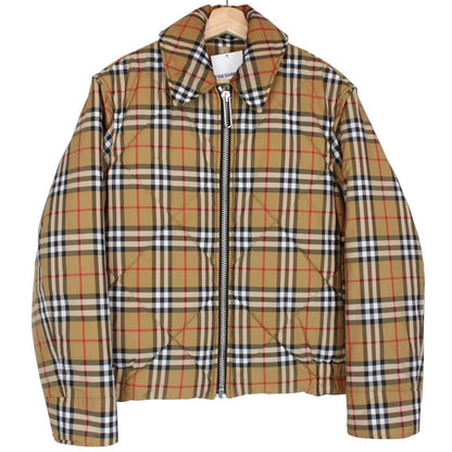 Burberry Tan Brown Knowstone Nova Check Full Zip Quilted Jacket