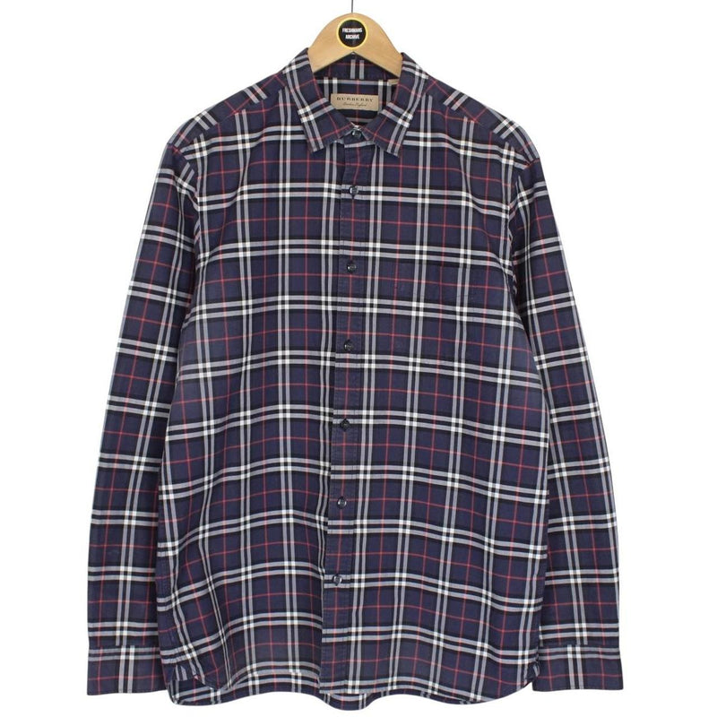 Burberry London Navy Blue Nova Check Long Sleeve Shirt