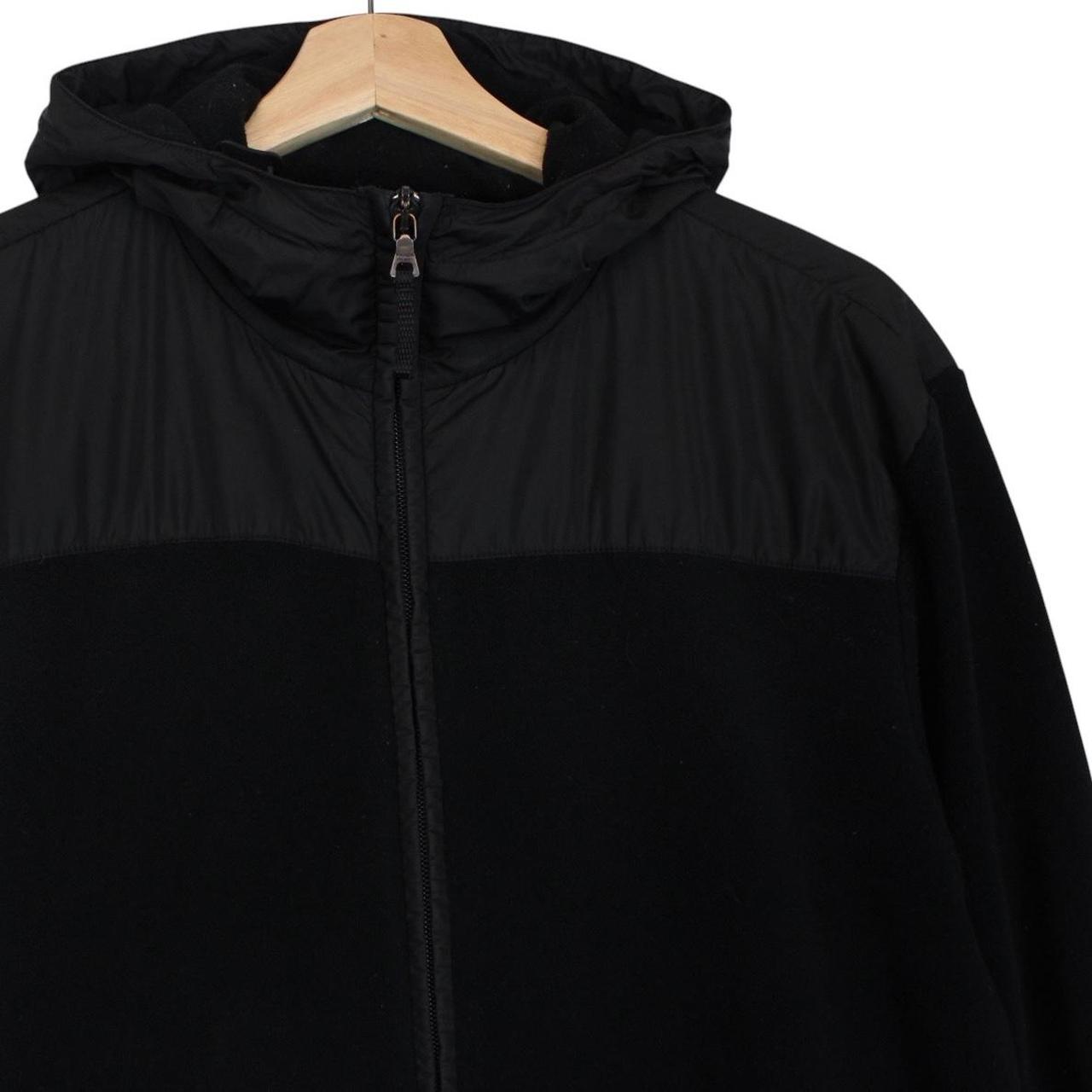 Prada Sport Black Full Zip Nylon Hooded Fleece Jacket