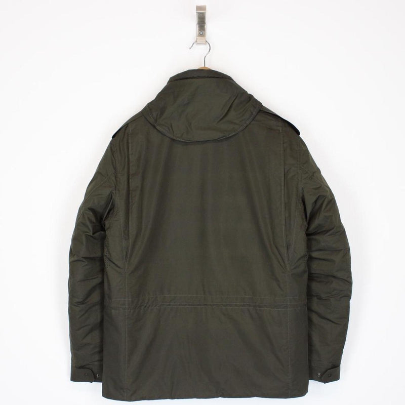 CP Company Khaki Green Micro-M Full Zip Lens Hooded Down Jacket