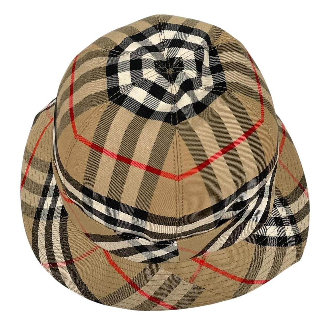 Vintage 80s Burberry Tan Brown Nova Check Cotton Bucket Hat