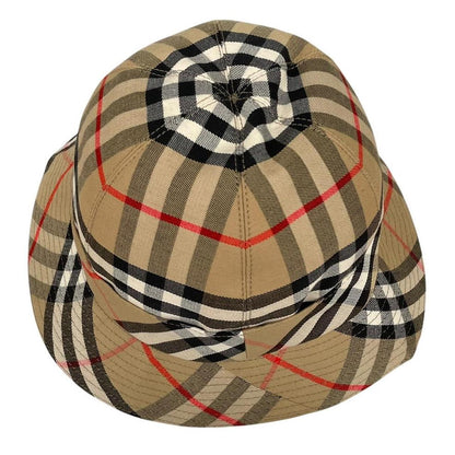 Vintage 80s Burberry Tan Brown Nova Check Cotton Bucket Hat
