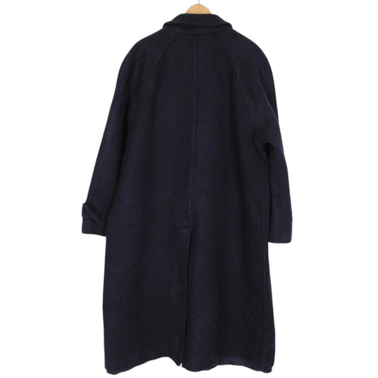Vintage 90s Burberry Navy Blue Wool Overcoat