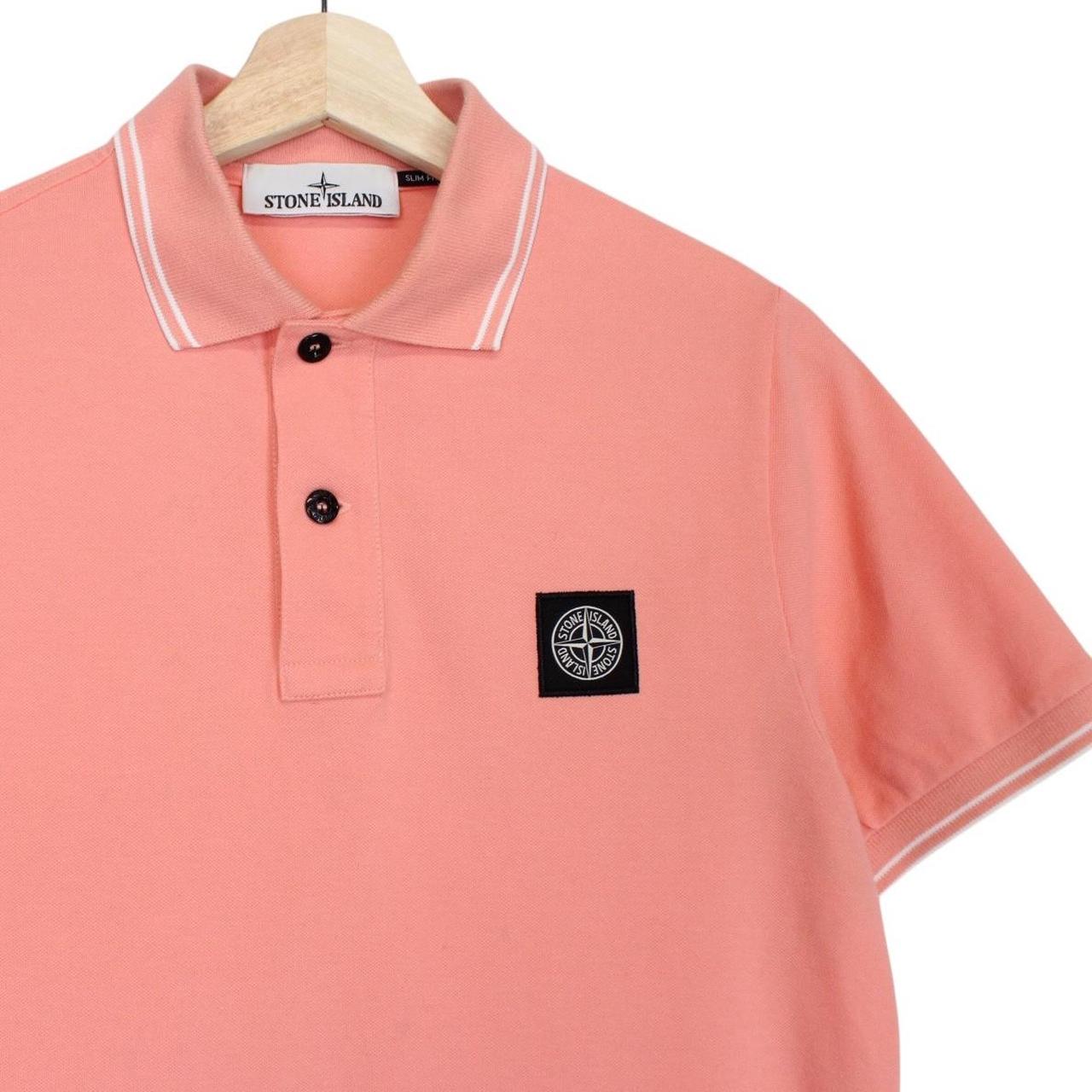 Stone Island AW 2022 Peach Orange Short Sleeve Compass Cotton Polo Shirt