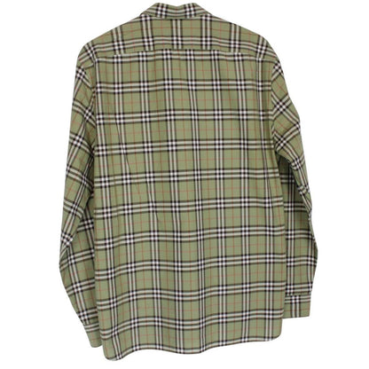 Burberry green long sleeve shirt with Nova Check pattern and cotton poplin material.