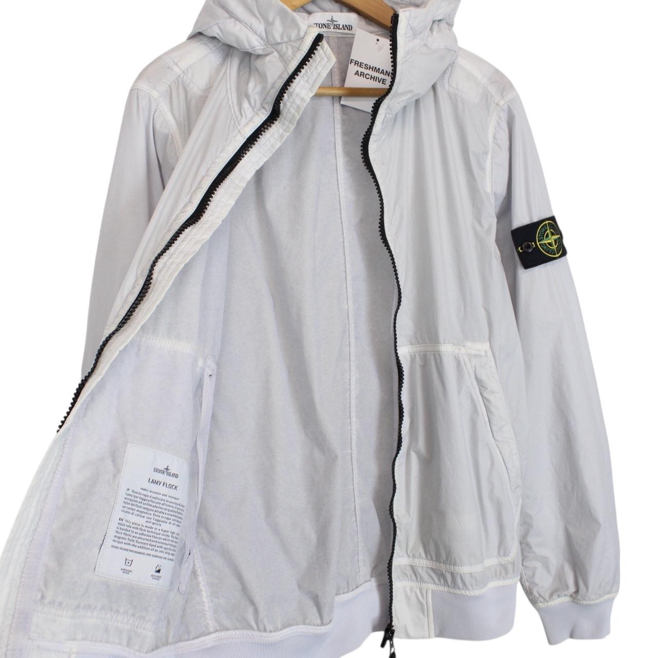 Stone Island AW 2018 Grey Full Zip Lamy Flock Nylon Hooded Jacket