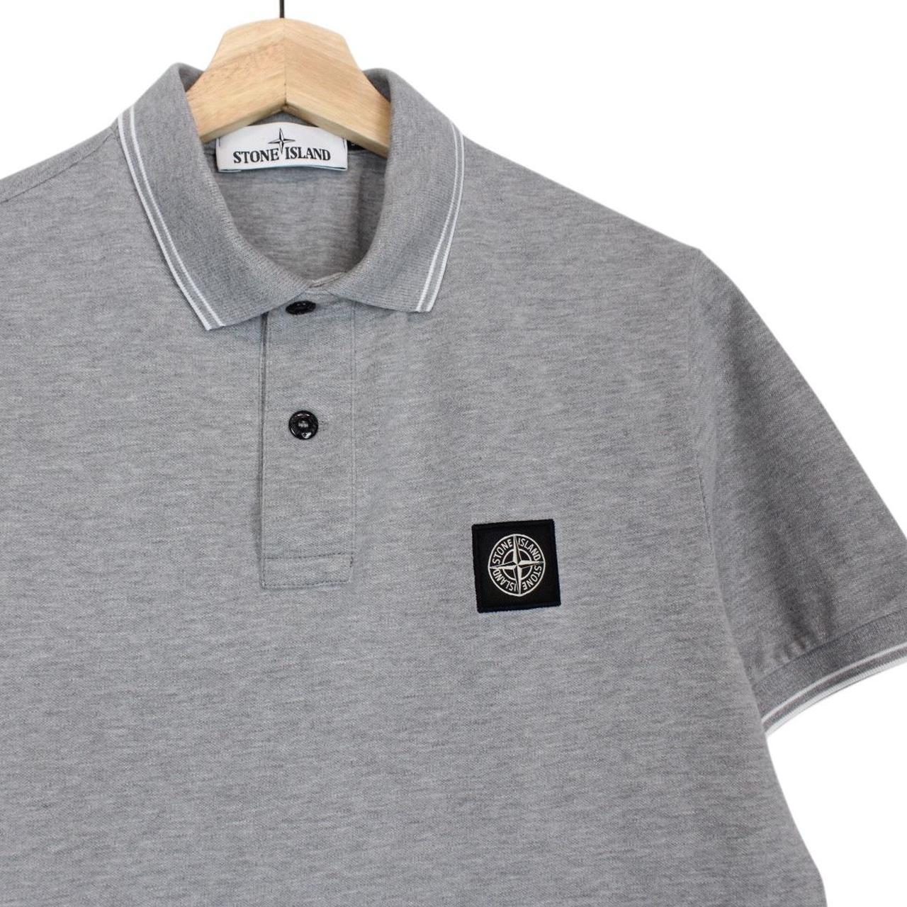 Stone Island Grey Short Sleeve Compass Cotton Polo Shirt