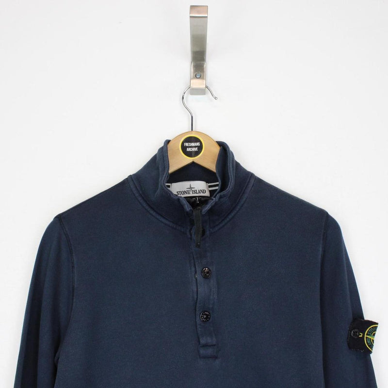 Stone Island SS 2015 Navy Blue 1/4 Zip Cotton Sweatshirt Jumper