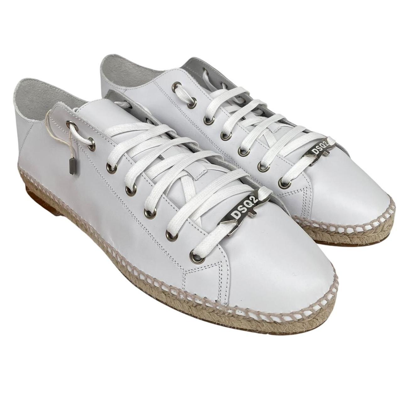 Dsquared2 White and Brown Leather Flat Espadrille Trainers