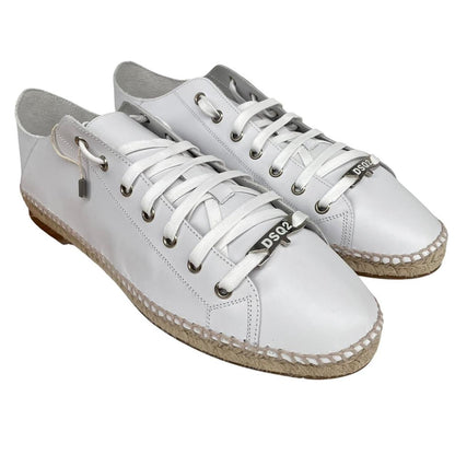 Dsquared2 White and Brown Leather Flat Espadrille Trainers